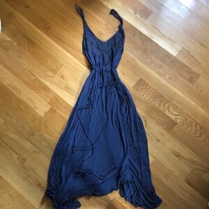 Beautiful long blue dress 100% rayon super comfy size S
